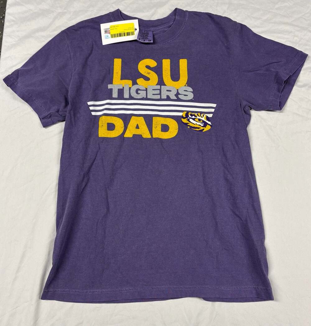 Comfort Colors LSU Tigers Dad Graphic T-Shirt Purple Size Small